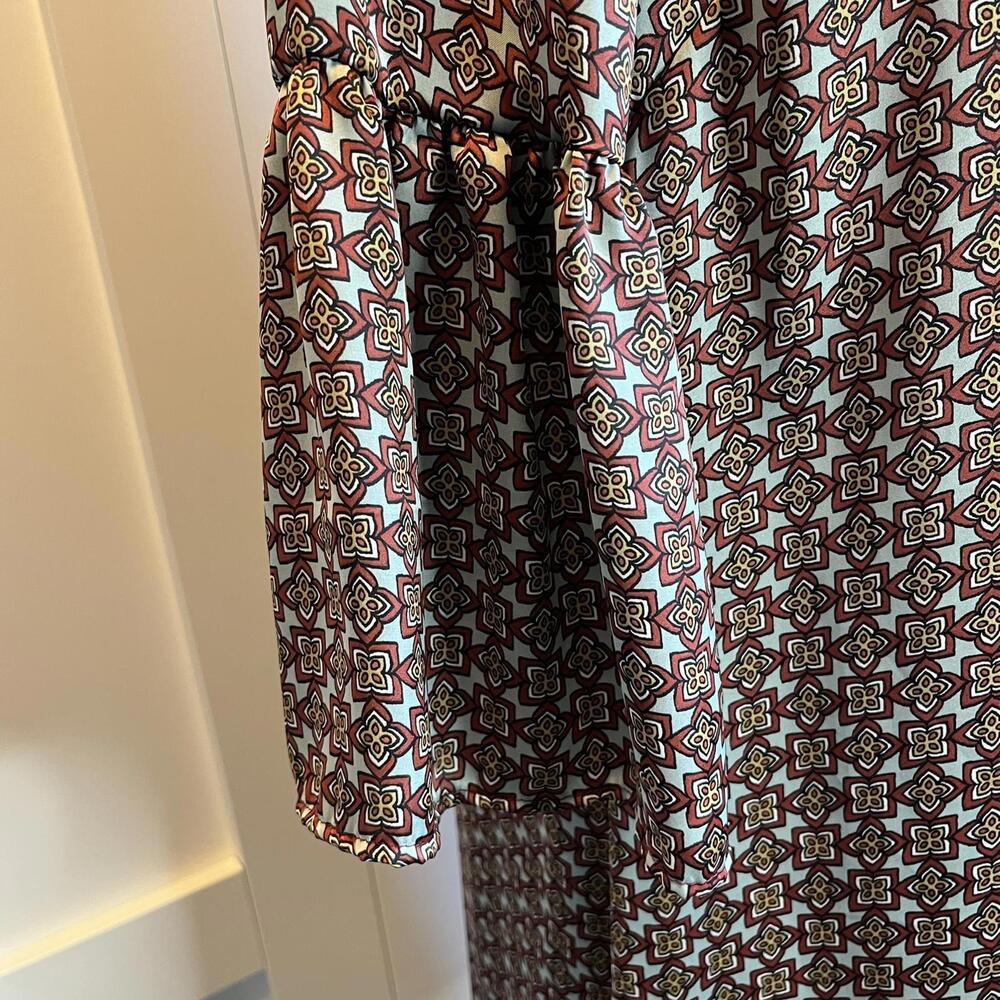 matty m Rust Patterned Dress with Bell Sleeves - Picture 6 of 9